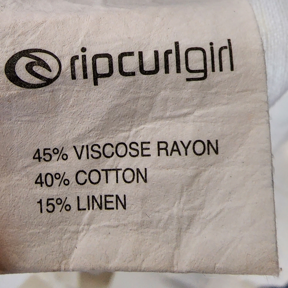 Y2K RIPCURL pants  white linen/viscose/cotton casual Size 12 - Picture 10 of 11
